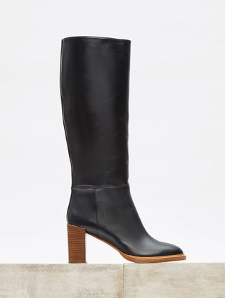 Black Leather Bocca Knee-High Boot - Studio Product View | Gabriela Hearst