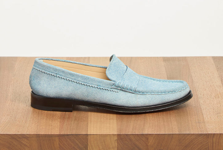 Seren Loafer in Light Blue Suede Denim