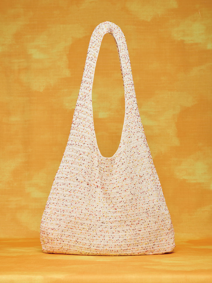 Hedone Knit Hobo Bag in Ivory Multi Beaded Cashmere