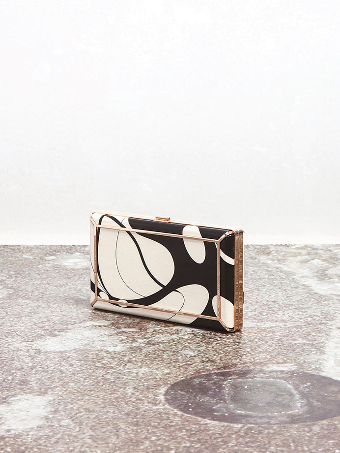 Callas Clutch in Black & Ivory Nappa Leather