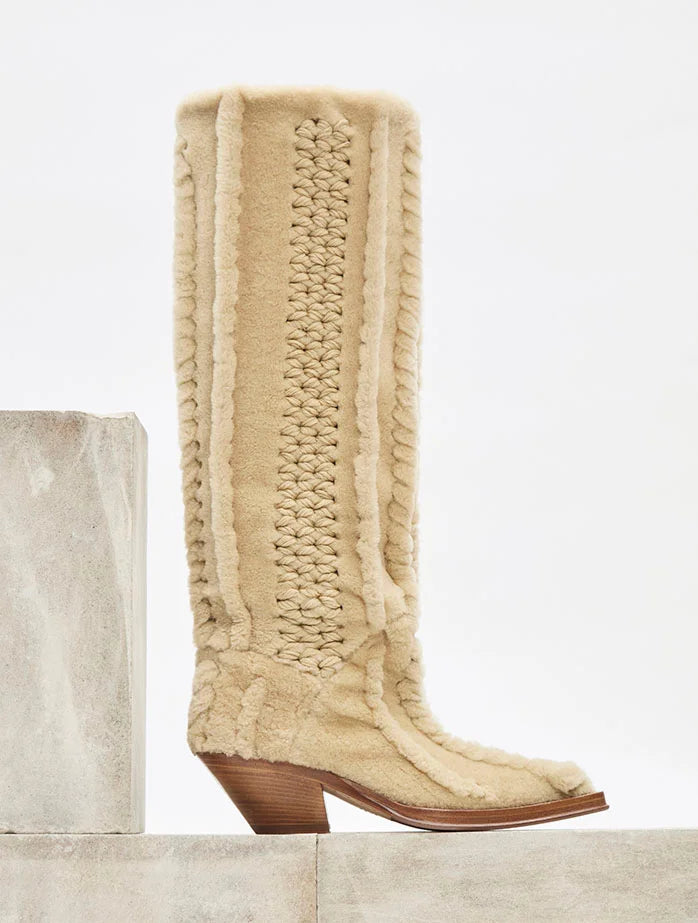 Joseph Tall Boot in Natural Shearling