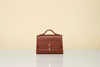 Small Leonora Flap Bag in Cognac Nappa Leather