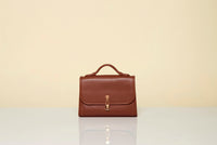 Small Leonora Flap Bag in Cognac Nappa Leather