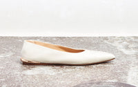 Fleur Ballerina Flat in Ivory Leather