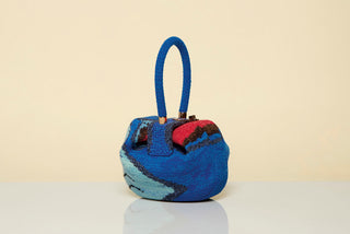 Blue Crochet Cashmere Nina Bag - Studio Product Shot | Gabriela Hearst