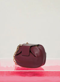 Soft Demi Clutch with Chain in Bordeaux Nappa Leather