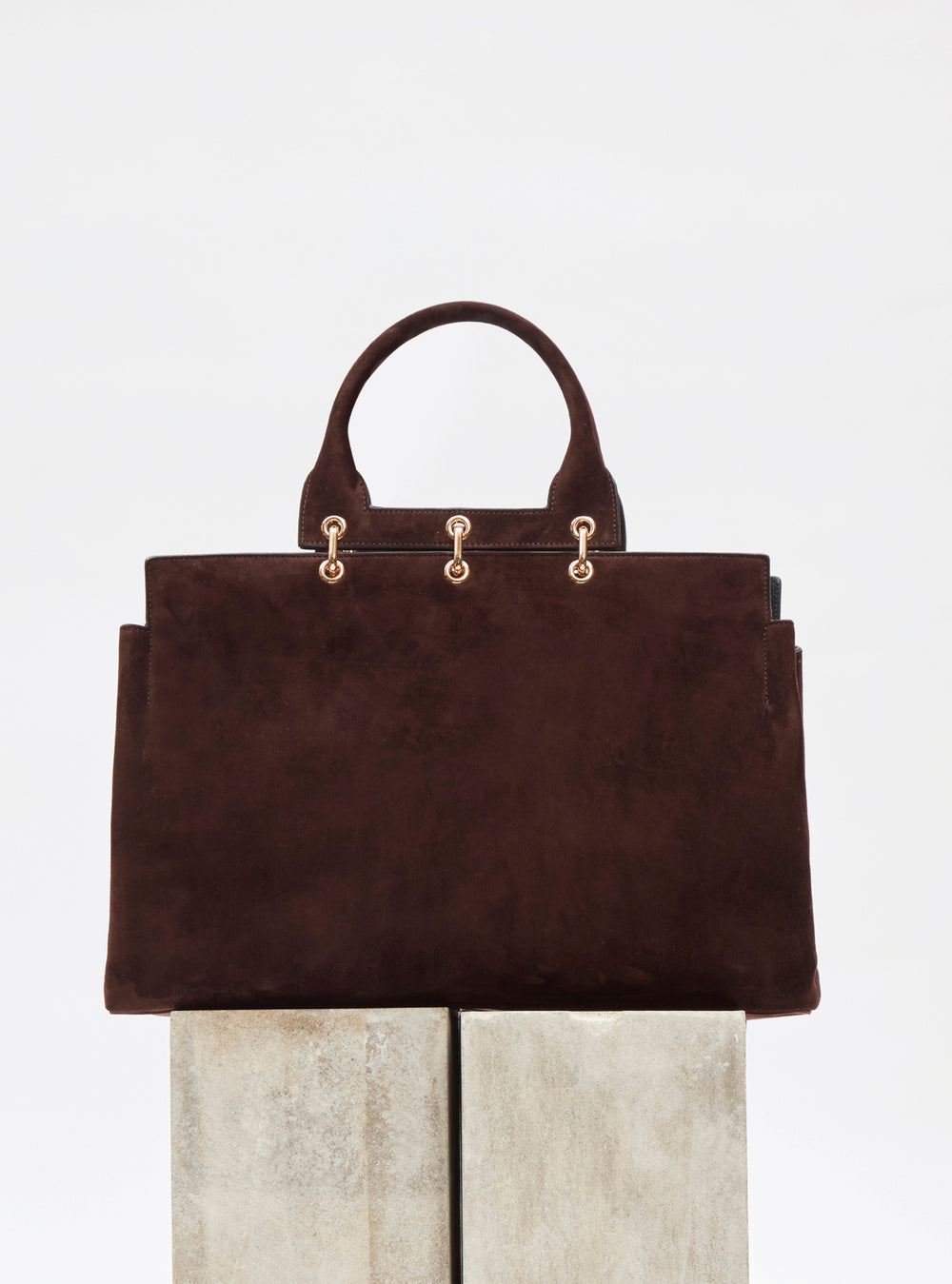Large Amethyst Tote Bag in Dark Brown Suede