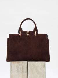 Large Amethyst Bag in Dark Brown Suede