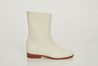 Ivory Textured Deerskin Tina Ankle Boot - Profile View | Gabriela Hearst