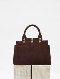Small Amethyst Bag in Dark Brown Suede