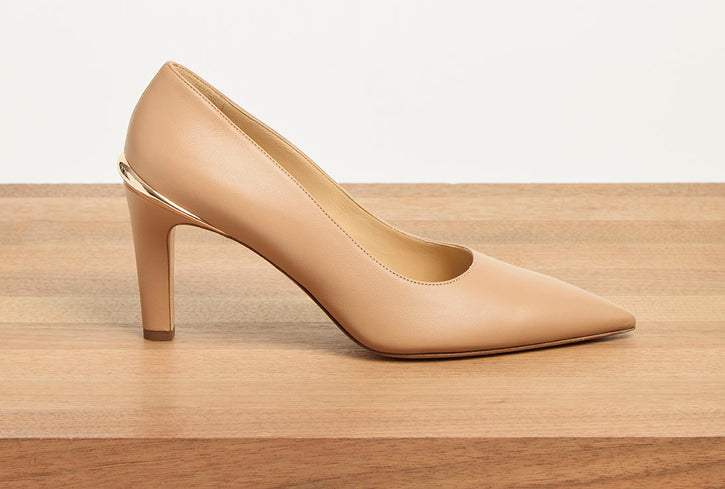 Edwina High Heel Stiletto Pump in Nude Nappa Leather