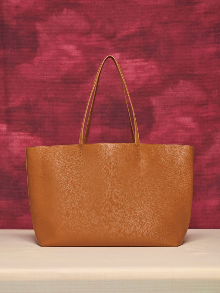 Avebury Tote Bag in Cognac Textured Leather