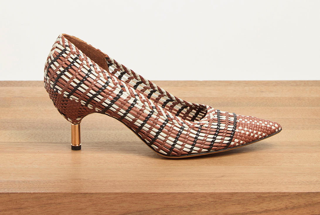 Andres Braided Pump in Cognac Multi Leather