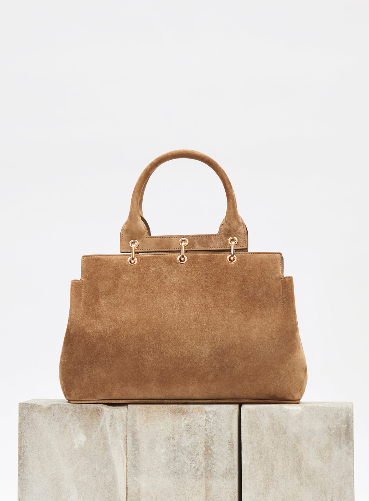 Small Amethyst Bag in Dark Sand Suede