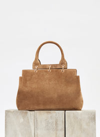 Small Amethyst Bag in Dark Sand Suede
