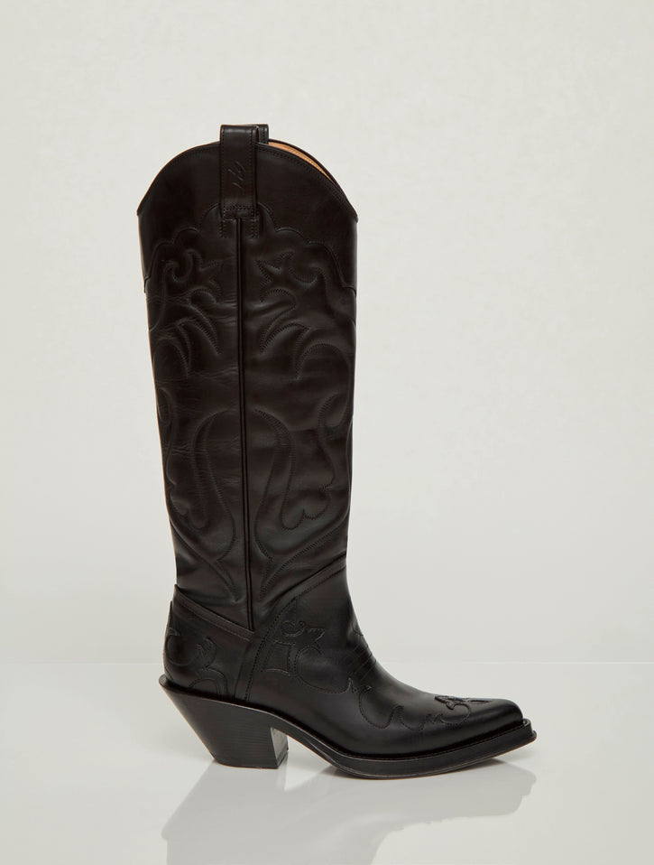 Capitana Cowboy Boot in Black Leather