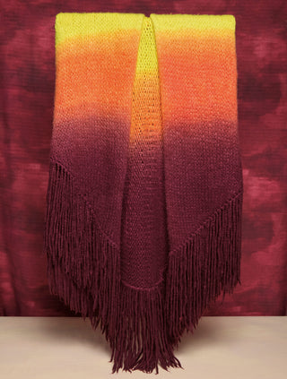 Dip Dye Sunrise Cashmere Wrap - Back View Fringe Detail | Gabriela Hearst