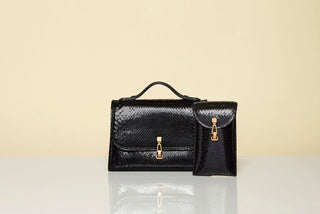 Black Snakeskin Leonora Bag Set with Phone Case - Studio Shot | Gabriela Hearst