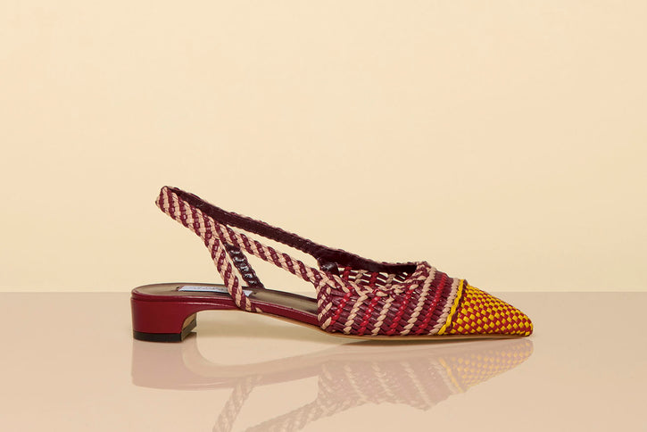 Perro Braided Slingback Pump in Bordeaux & Fuschia Leather
