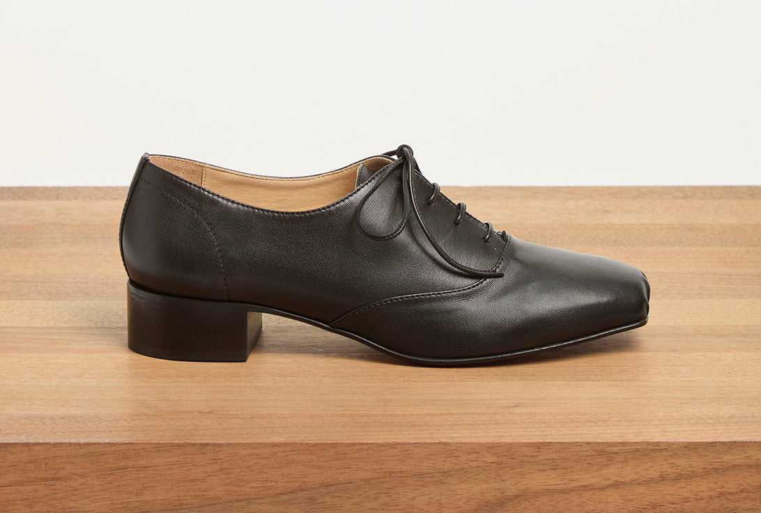 Clio Oxford Heel in Black Nappa Leather