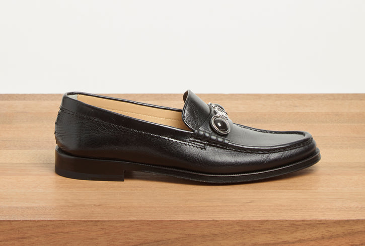 Melchora Stone Loafer in Black Leather