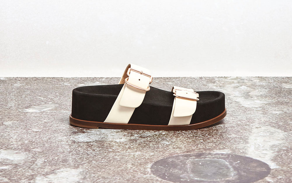 Wren Platform Sandal in Ivory Nappa Leather