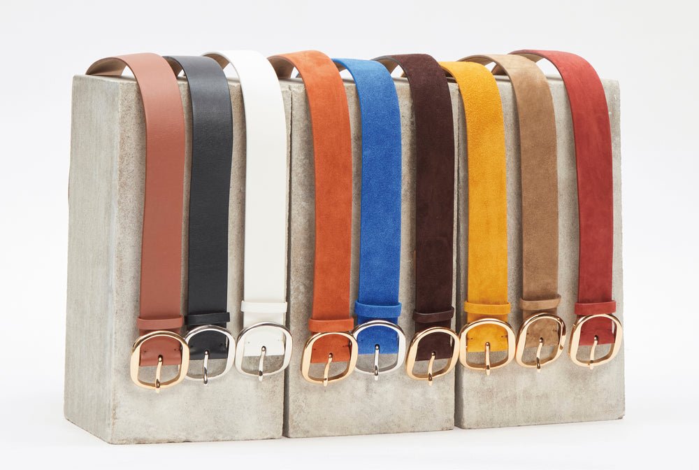 Elster Buckle Belt in Burnt Sienna Suede