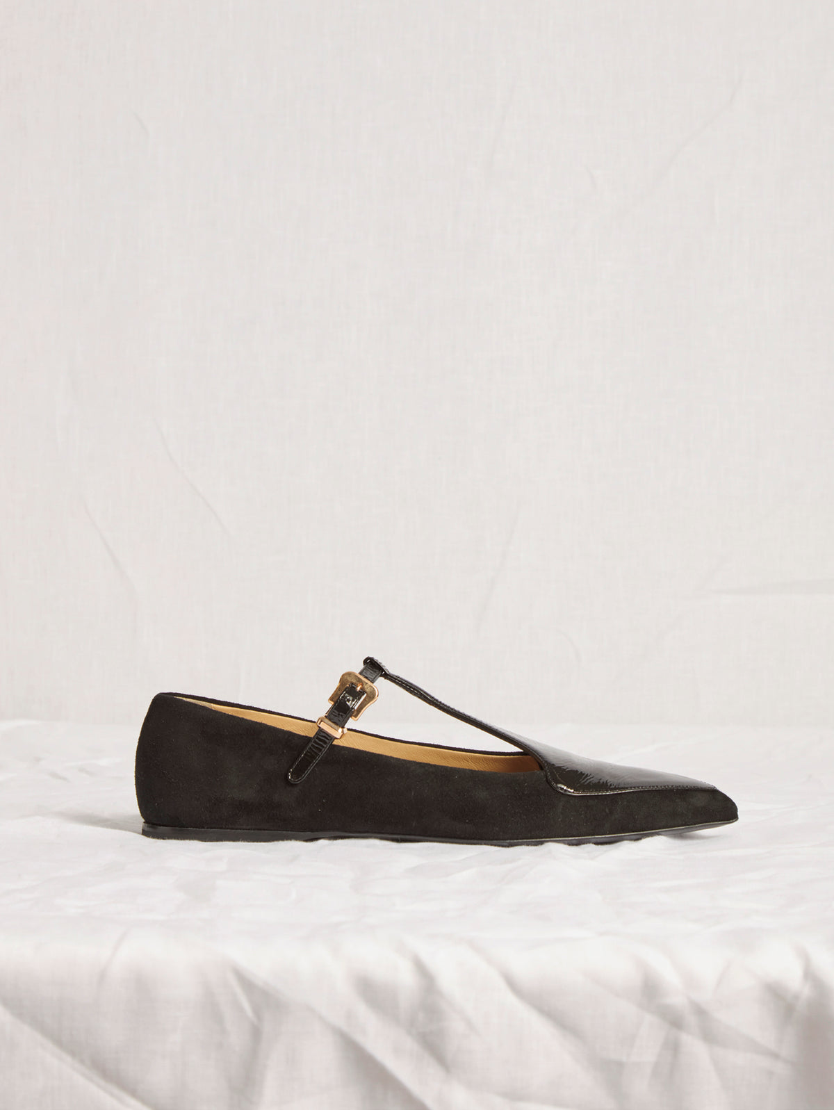 Liv Ballerina Flat Shoe in Black Suede