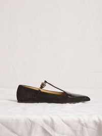 Liv Ballerina Flat Shoe in Black Suede