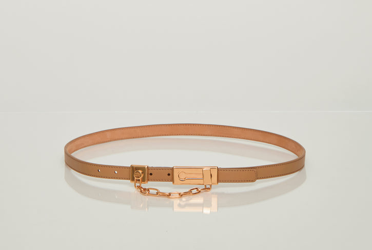 Lock Belt in Nude Leather