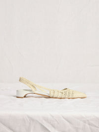 Perro Braided Slingback Shoe in Pearlized White Leather