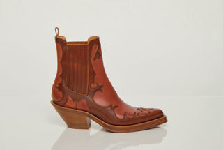 Cognac Calf Leather Cowboy Boots - Side View Studio Photo | Gabriela Hearst