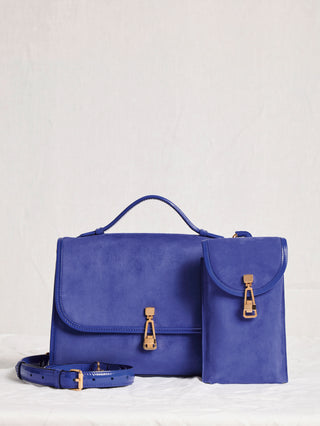 Cobalt Suede Leonora Bag Set - Complete Collection View | Gabriela Hearst