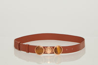 コニャックレザーのストーン付きグランジベルト