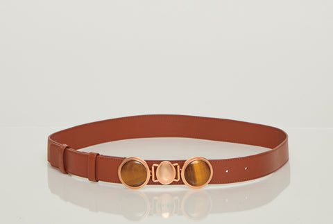 コニャックレザーのストーン付きグランジベルト