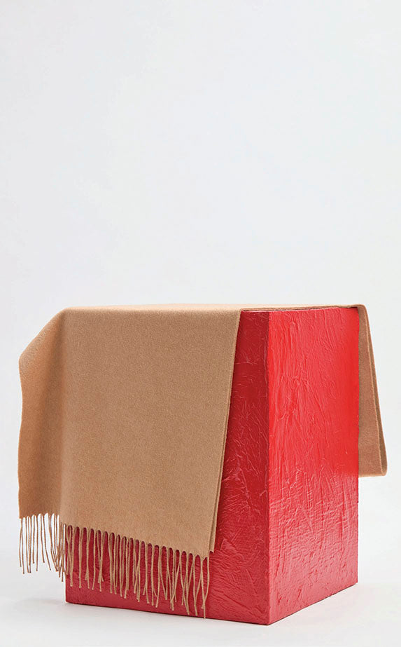 Blaine Fringe Scarf in Camel Silk Cashmere