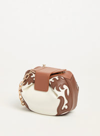 Soft Demi Western Clutch with Chain in Ivory Multi Nappa Leather