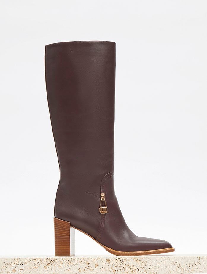Nina Clasp Tall Boot in Dark Chocolate Leather