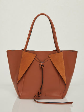 Cognac Leather Marija Tote with Drawstring Detail - Product Shot | Gabriela Hearst