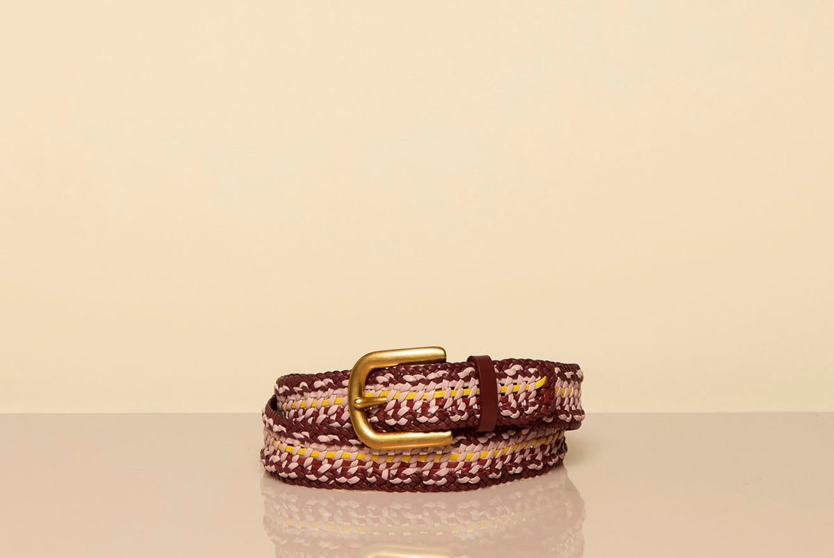 Sam Braided Belt in Fire Multi Leather