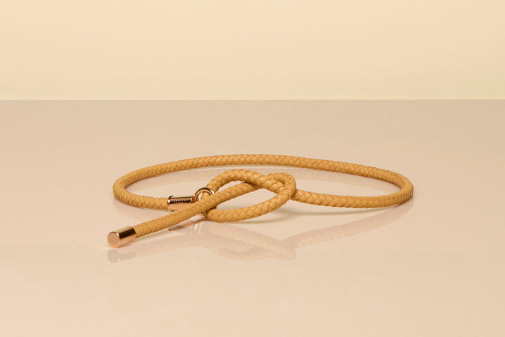 Rope Braided Belt in Beige Nappa Leather