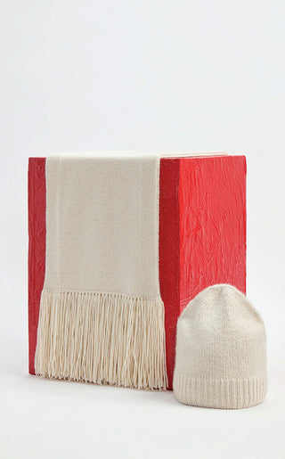 Ivory Cashmere Hat with Fringe Scarf - Styled Look | Gabriela Hearst