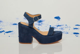 Navy Iman Platform Sandals - Styled with Blue Paint Splatter | Gabriela Hearst