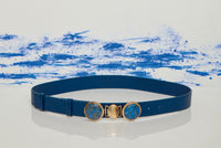 Grange Stone Belt in Navy Leather