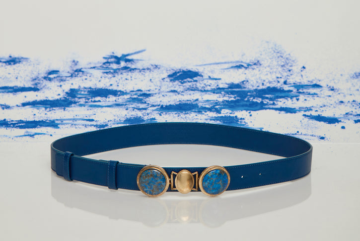 Grange Stone Belt in Navy Leather