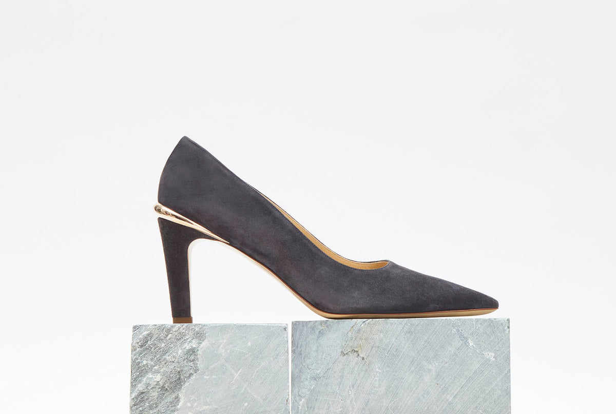 Edwina High Heel Stiletto Pump in Charcoal Suede