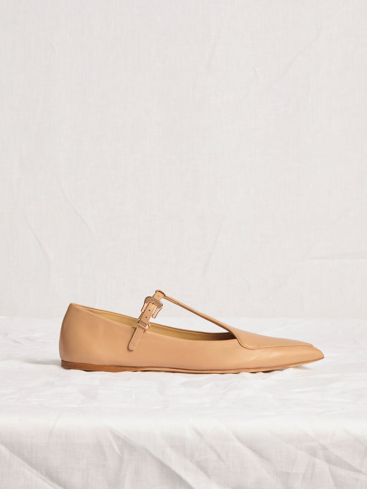 Liv Ballerina Flat Shoe in Nude Nappa Leather