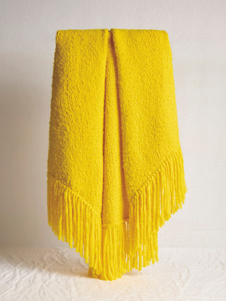 Yellow Cashmere Lauren Wrap - Folded Flat Lay with Fringe Detail | Gabriela Hearst
