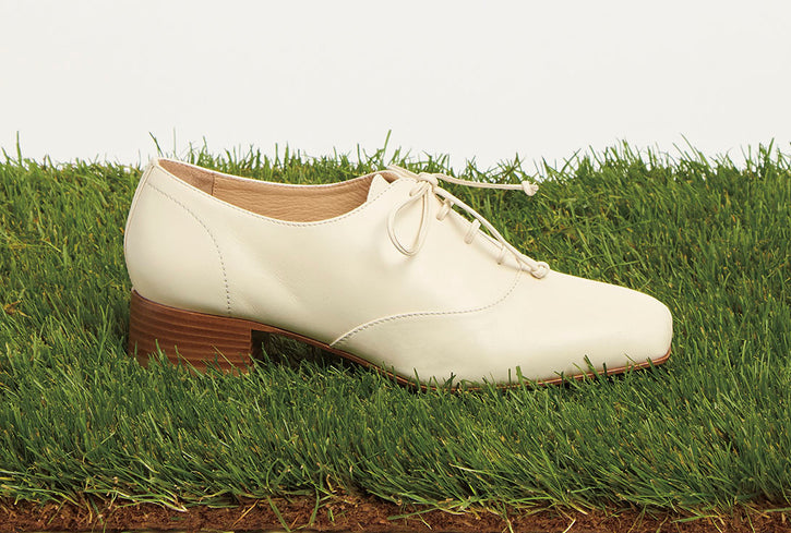 Clio Oxford Heel in Ivory Nappa Leather