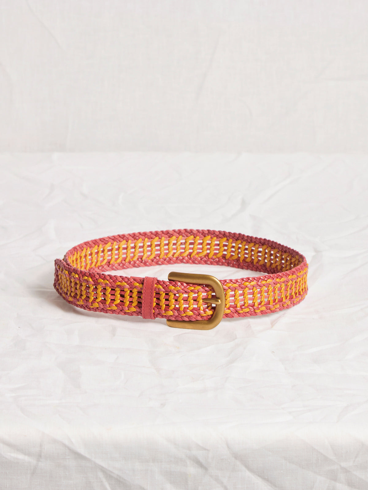 Sam Braided Belt in Red Leather